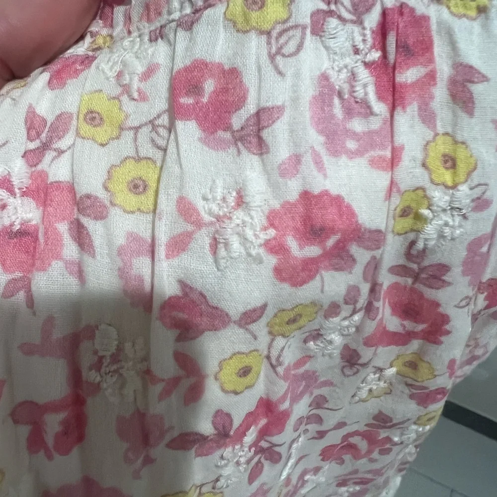 LoveShackFancy Belen Floral Eyelet Mini Dress | Size 8 Pink Yellow Floral - Picture 9 of 9